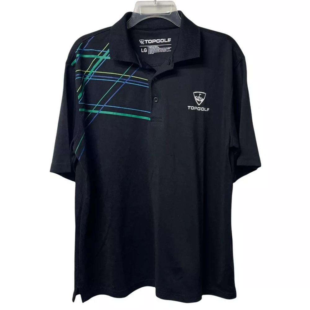 Top Golf Mens Polo Large Black Short Sleeve Shirt